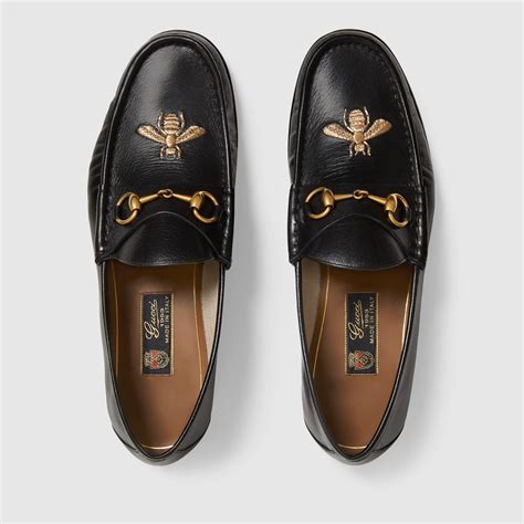 gucci black backless loafers|Gucci bee loafer.